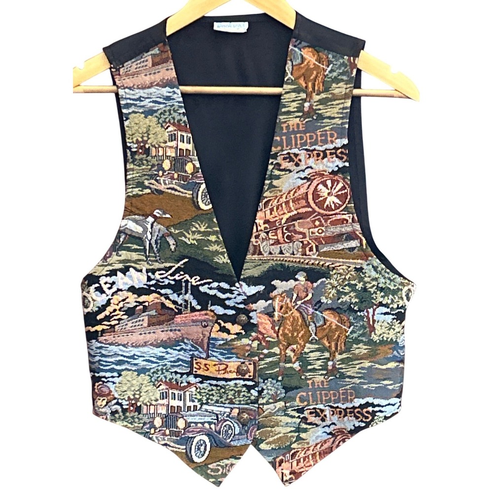 90s Backroad Blues Tapestry Vest The Clipper Express Grandmacore Dark Academia